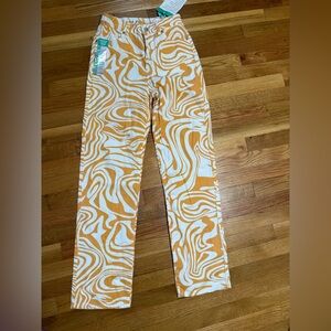 NWT orange & cream swirl 90s boyfriend‎ S.O.N.G jeans size 1/25